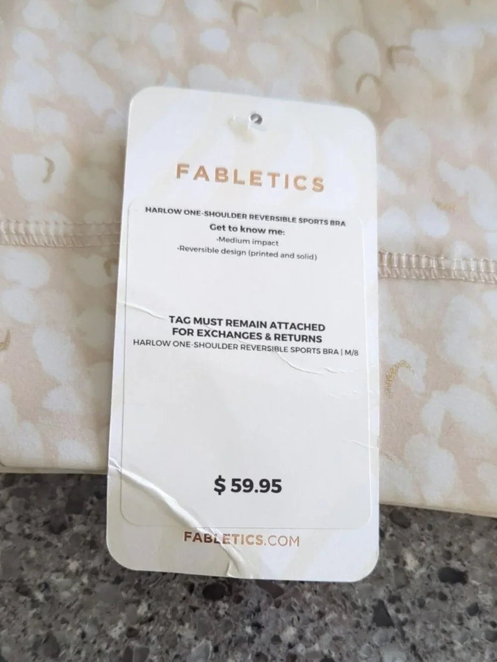 Fabletics Harlow Reversible Sports Bra in Chill/Cream Puff - Size Medium